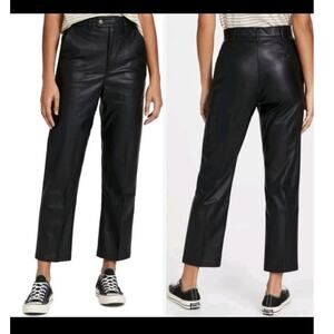 LEVI'S Womens Math Club Slacks Faux Leather Pants Straight High-Rise Sz 26 Black